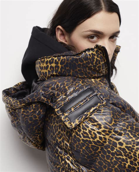 the kooples leopard|Leopard print oversized down jacket with straps and logo .